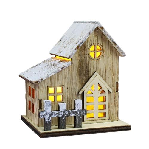 Songelt Beleuchtete Weihnachts-Holzfigur, Hausfigur, Ornament, Schreibtisch-Dekorationen für Feiertagsdekorationen oder Geschenk, festliche Note Songelt Beleuchtete Weihnachts-Holzfigur, Hausfigur, Ornament, Schreibtisch-Dekorationen für Feiertagsdekorationen oder Geschenk, festliche Note von Songelt