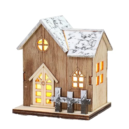 Songelt Beleuchtete Weihnachts-Holzfigur, Hausfigur, Ornament, Schreibtisch-Dekorationen für Feiertagsdekorationen oder Geschenk, festliche Note Songelt Beleuchtete Weihnachts-Holzfigur, Hausfigur, Ornament, Schreibtisch-Dekorationen für Feiertagsdekorationen oder Geschenk, festliche Note von Songelt