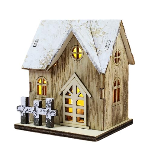 Songelt Beleuchtete Weihnachts-Holzfigur, Hausfigur, Ornament, Schreibtisch-Dekorationen für Feiertagsdekorationen oder Geschenk, festliche Note Songelt Beleuchtete Weihnachts-Holzfigur, Hausfigur, Ornament, Schreibtisch-Dekorationen für Feiertagsdekorationen oder Geschenk, festliche Note von Songelt
