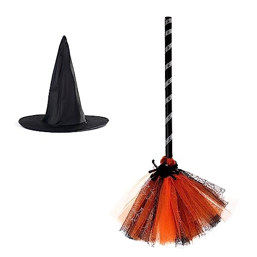 Songelt Halloween-Hexenhut mit Besen, dekoratives Ornament, dekoratives Zubehör für Festival, Urlaub, Kostüm, Cosplay, wiederverwendbare Dekorationen Songelt Halloween-Hexenhut mit Besen, dekoratives Ornament, dekoratives Zubehör für Festival, Urlaub, Kostüm, Cosplay, wiederverwendbare Dekorationen von Songelt
