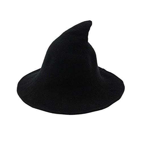 Songelt Hexenhut für Damen, Zaubererhut, Halloween, Hexe, spitz, gestrickt, Wollmütze, Erwachsene, faltbare Krempe, Eimer, warmer Atem Songelt Hexenhut für Damen, Zaubererhut, Halloween, Hexe, spitz, gestrickt, Wollmütze, Erwachsene, faltbare Krempe, Eimer, warmer Atem von Songelt