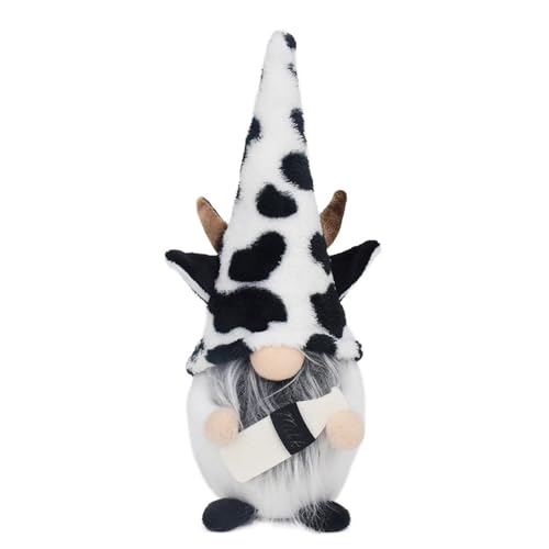 Songelt Kuh-Puppen-Saison Kuh-Plüschfigur für Bauernhäuser, Heimdekoration, schwarz-weiß, gemustert, gesichtsloser Puppe Songelt Kuh-Puppen-Saison Kuh-Plüschfigur für Bauernhäuser, Heimdekoration, schwarz-weiß, gemustert, gesichtsloser Puppe von Songelt