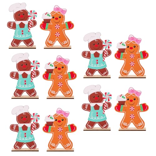 Songelt Lebkuchenmann-Dekoration aus Holz, elegante Weihnachtsdekoration, Tischdekoration, 10 Stück Songelt Lebkuchenmann-Dekoration aus Holz, elegante Weihnachtsdekoration, Tischdekoration, 10 Stück von Songelt