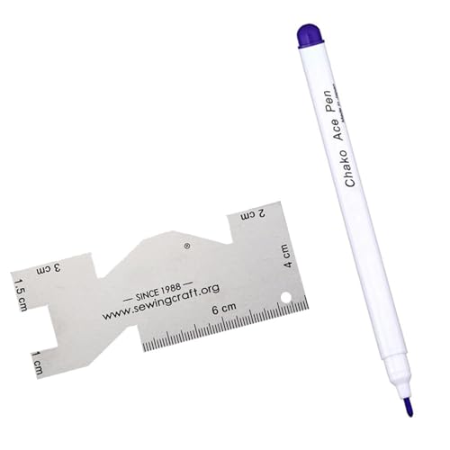 Songelt Stoffmarker Trickmarker mit Metall-Lineal zum Nähen von Handarbeiten, verschwindende Tinten, wasserlöschbarer Markierstift, Textilmarkierungsstift Songelt Stoffmarker Trickmarker mit Metall-Lineal zum Nähen von Handarbeiten, verschwindende Tinten, wasserlöschbarer Markierstift, Textilmarkierungsstift von Songelt