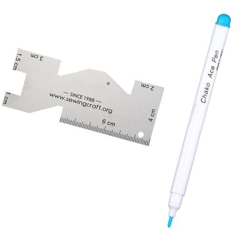 Songelt Stoffmarker Trickmarker mit Metall-Lineal zum Nähen von Handarbeiten, verschwindende Tinten, wasserlöschbarer Markierstift, Textilmarkierungsstift Songelt Stoffmarker Trickmarker mit Metall-Lineal zum Nähen von Handarbeiten, verschwindende Tinten, wasserlöschbarer Markierstift, Textilmarkierungsstift von Songelt
