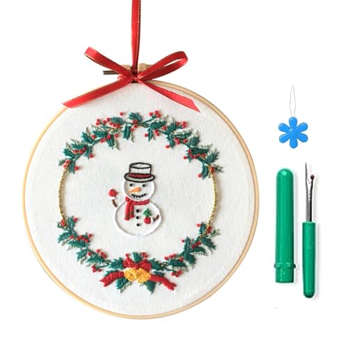 Stickerei-Starter-Kits mit Weihnachtsmuster, volle Auswahl an geprägten Ornamenten für Anfänger für Erwachsene, Anfänger, Kinder, Ornament für Erwachsene von Songelt