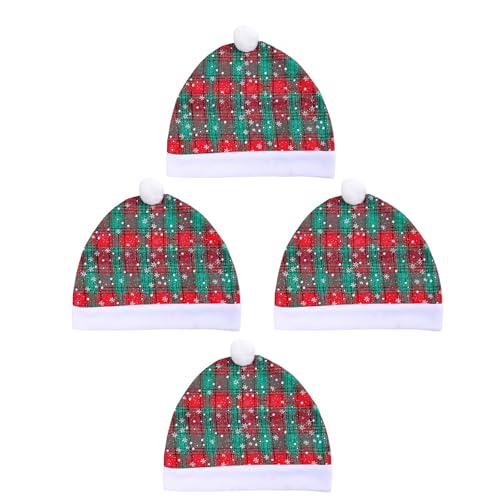 Stuhlhussen mit Weihnachtsmannmütze, Esszimmerstuhl, für Weihnachtsfeste, Tischdekoration, schützende Esszimmerstuhlhussen, 4 Stück Stuhlhussen mit Weihnachtsmannmütze, Esszimmerstuhl, für Weihnachtsfeste, Tischdekoration, schützende Esszimmerstuhlhussen, 4 Stück von Songelt