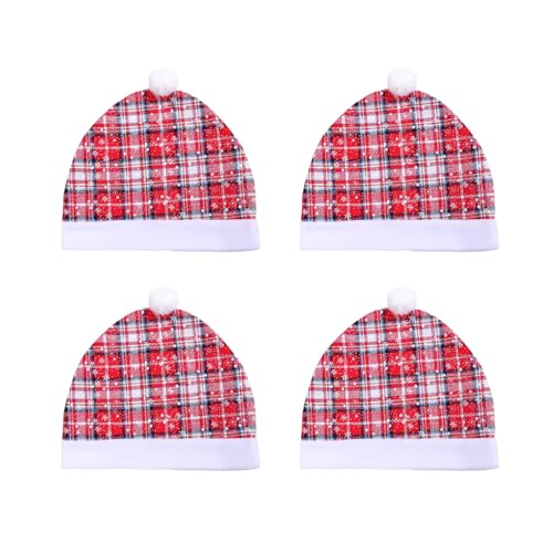 Stuhlhussen mit Weihnachtsmannmütze, Esszimmerstuhl, für Weihnachtsfeste, Tischdekoration, schützende Esszimmerstuhlhussen, 4 Stück Stuhlhussen mit Weihnachtsmannmütze, Esszimmerstuhl, für Weihnachtsfeste, Tischdekoration, schützende Esszimmerstuhlhussen, 4 Stück von Songelt