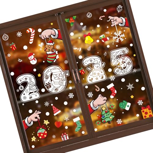 Weihnachts-Fensteraufkleber, wiederverwendbar, Festival-Aufkleber für Zuhause und Büro, Dekoration, 2025, Urlaubsszenen, Zubehör, abnehmbare Fensterfolien Weihnachts-Fensteraufkleber, wiederverwendbar, Festival-Aufkleber für Zuhause und Büro, Dekoration, 2025, Urlaubsszenen, Zubehör, abnehmbare Fensterfolien von Songelt