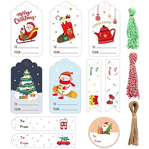 Weihnachtspapieranhänger, bemalt, Cartoon, handgefertigt, Baumdekor-Karten mit Seil-Etiketten, Geschenk-Stempel, Geschenk-Stempel, 150 Stück Weihnachtspapieranhänger, bemalt, Cartoon, handgefertigt, Baumdekor-Karten mit Seil-Etiketten, Geschenk-Stempel, Geschenk-Stempel, 150 Stück von Songelt