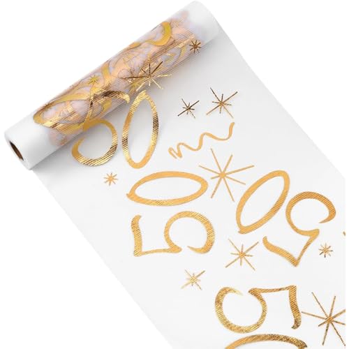 Wiederverwendbarer Polyester-Tischläufer mit goldenem Akzent für Jubiläumsdekorationen, Feiern, Bankette, wiederverwendbare Polyester-Tischdekoration von Songelt