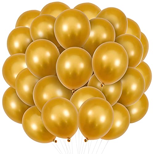 Songjum 100 Stück Latexballons Gold Ballon Matt Gold Latexballons 30cm / 12 Zoll für Party Geburtstag Hochzeit Graduierung Jubiläums Feiern Babyparty Deko von Songjum