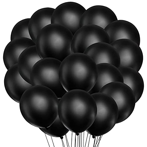 Songjum 100 Stück Latexballons Schwarz Ballon Schwarz Matt Latexballons 30cm / 12 Zoll für Party Geburtstag Hochzeit Graduierung Jubiläums Feiern Babyparty Deko von Songjum