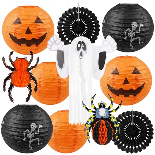 Songjum 11PCS Halloween Laterne Papier Runden Lampions Faltbar Lampenschirm Ghost Spider Skeleton Kürbis Laternen Dekorationen für Halloween Party Garten Schlafzimmer Bar Indoor Outdoor Dekoration Songjum 11PCS Halloween Laterne Papier Runden Lampions Faltbar Lampenschirm Ghost Spider Skeleton Kürbis Laternen Dekorationen für Halloween Party Garten Schlafzimmer Bar Indoor Outdoor Dekoration von Songjum