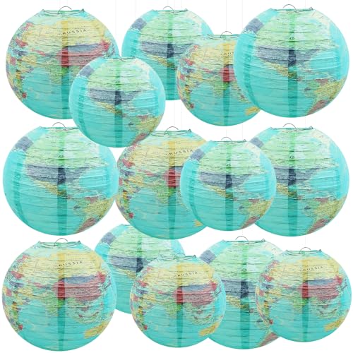 Songjum 14 Stück 25 cm und 20 cm Globus Laterne Dekoration Hängedekoration Papierlampions Deko Blaue Papierlaterne Weltkarte Klassenzimmer Dekorationen für Klassenzimmer Geburtstag Reise Themenpartys Songjum 14 Stück 25 cm und 20 cm Globus Laterne Dekoration Hängedekoration Papierlampions Deko Blaue Papierlaterne Weltkarte Klassenzimmer Dekorationen für Klassenzimmer Geburtstag Reise Themenpartys von Songjum