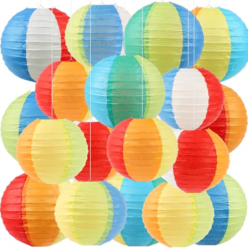 Songjum 18 Stück 15cm und 20cm Strandball Papier Laterne Bunt Runde Papierlaterne Papier Laterne Farbe Laterne hängende Dekoration für Pool Strand Themenparty Sommer Klassenzimmer Heimdekoration Songjum 18 Stück 15cm und 20cm Strandball Papier Laterne Bunt Runde Papierlaterne Papier Laterne Farbe Laterne hängende Dekoration für Pool Strand Themenparty Sommer Klassenzimmer Heimdekoration von Songjum