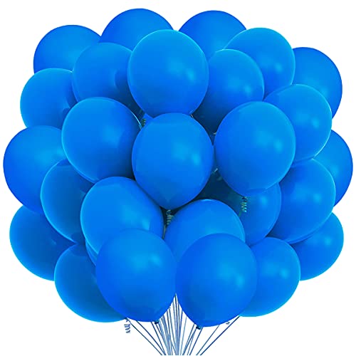 Songjum 50 Stück Blau Latexballons, 12 Zoll Blau Latexballons, Blau Ballons Dekorations-Kit für Party Geburtstag Hochzeit Graduierung Jubiläums Feiern von Songjum