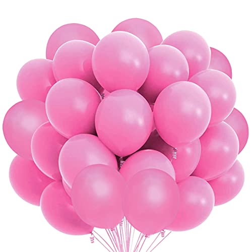 Songjum 50 Stück Rosa Latexballons, 12 Zoll Rosa Latexballons, Rosa Ballons Dekorations-Kit für Party Geburtstag Hochzeit Graduierung Jubiläums Feiern von Songjum