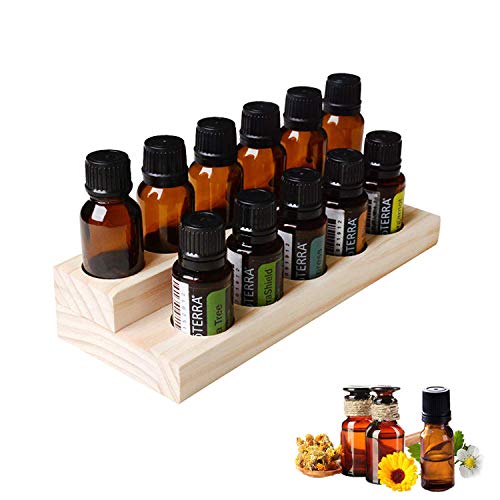 Songlela Ätherisches Öl Display Ständer, 11 Löcher Aromatherapie Öle Hölzern Tragen Gestell Halter Organisator Multifunktions Geschenk für Nagellack, Duftöle, Ätherische Öle, Stain und Lippenstift #2 von Songlela