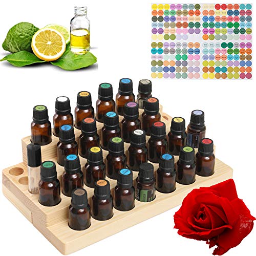 Songlela Ätherisches Öl Display Ständer, 30 Löcher Aromatherapie Öle Hölzern Tragen Gestell Halter Organisator Multifunktions Geschenk für Nagellack, Duftöle, Ätherische Öle, Stain und Lippenstift #4 von Songlela