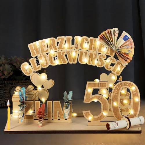 50. Geburtstag Geldgeschenke, 50 Geburtstag Mann und Frau Holz mit LED Lichterkette, Geschenke zum 50 Geburtstag Frau Mann, 50. Geburtstag Dekoration Gästebuch, DIY Geschenkideen für Familie Freunde 50. Geburtstag Geldgeschenke, 50 Geburtstag Mann und Frau Holz mit LED Lichterkette, Geschenke zum 50 Geburtstag Frau Mann, 50. Geburtstag Dekoration Gästebuch, DIY Geschenkideen für Familie Freunde von Songlypian