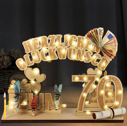 70. Geburtstag Geldgeschenke, 70 Geburtstag Mann und Frau Holz mit LED Lichterkette, Geschenke zum 70 Geburtstag Frau Mann, 70. Geburtstag Dekoration Gästebuch, DIY Geschenkideen für Familie Freunde 70. Geburtstag Geldgeschenke, 70 Geburtstag Mann und Frau Holz mit LED Lichterkette, Geschenke zum 70 Geburtstag Frau Mann, 70. Geburtstag Dekoration Gästebuch, DIY Geschenkideen für Familie Freunde von Songlypian