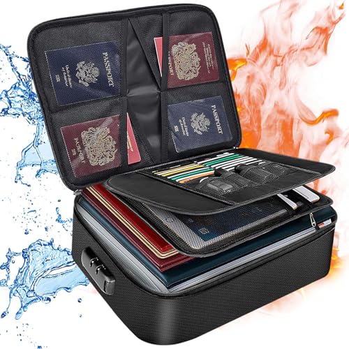 Feuerfeste Dokumententasche mit Schloss, 2,870 °C, wasserdichte Dokumentenbox, wärmeisoliert, Datei-Organizer, Tasche, sichere Tasche für Zuhause, Büro, A4, Datei, Geld, Reisepass, Tablet, Zertifikat Feuerfeste Dokumententasche mit Schloss, 2,870 °C, wasserdichte Dokumentenbox, wärmeisoliert, Datei-Organizer, Tasche, sichere Tasche für Zuhause, Büro, A4, Datei, Geld, Reisepass, Tablet, Zertifikat von Sonhomay