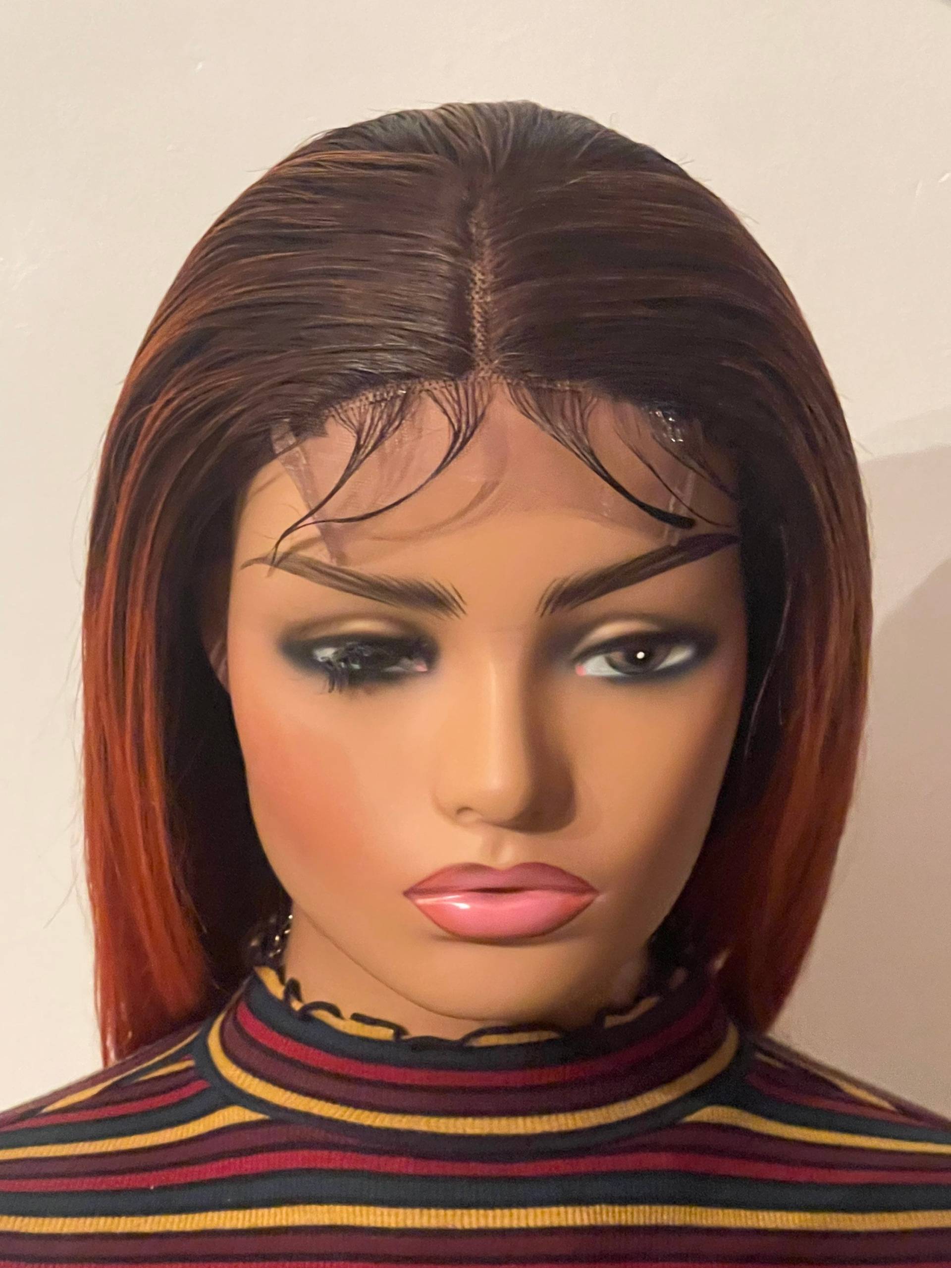 Schwarz Orange Gerade Echthaar-Spitze Verschluss Remy Perücken Jungfrau-Haar Schwarz Orange Gerade Echthaar-Spitze Verschluss Remy Perücken Jungfrau-Haar von Soniaclairbeauty
