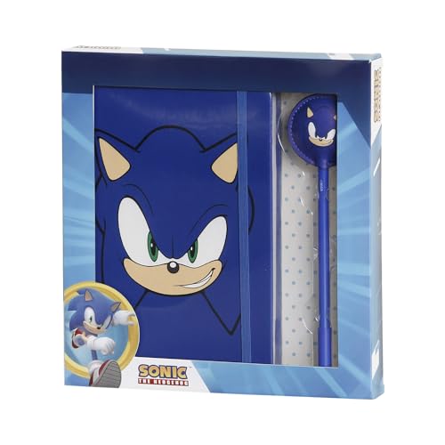Sega-Sonic Face-Geschenkbox mit Tagebuch und Fashion Kugelschreiber, Blau, 22,4 x 23,2 cm von Sonic The Hedgehog - SEGA