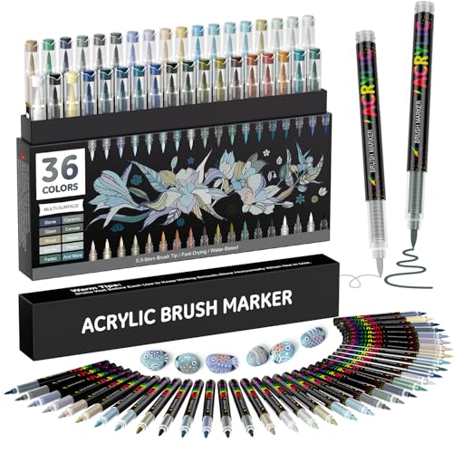 Sonlaryin Acrylstifte für Steine Wasserfest 36 PCS, Acrylfarben Stifte für Steine Bemalen Holz Stein Papier Keramik Leinwand DIY, 1-5mm Acrylic Paint Marker, Grau Sonlaryin Acrylstifte für Steine Wasserfest 36 PCS, Acrylfarben Stifte für Steine Bemalen Holz Stein Papier Keramik Leinwand DIY, 1-5mm Acrylic Paint Marker, Grau von Sonlaryin