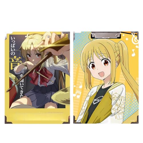 Sonsoke Gotoh Hitori Anime Holz-Schulordner - 31 x 22 cm Massivholz-Heftmappe mit Metallclip für A4 Unterlagen - Prüfungs- & Hausaufgaben (Ijichi Nijika 2) von Sonsoke