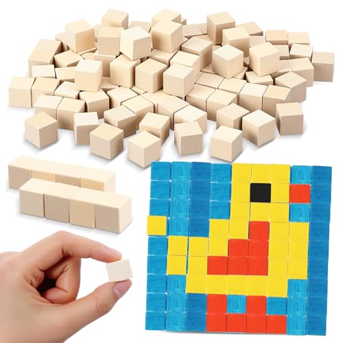 Sonwyoung 100 Stück 1,27 cm große Holzwürfel, unlackierte quadratische Holzperlen, Massivholzblöcke für Handwerk, DIY-Projekte, Schmuck, Schule, Modellbau, Möbelreparatur, Zuhause, Bauernhaus von Sonwyoung