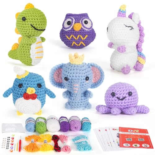 Soobeeke Häkelset für Anfänger Kinder & Erwachsene - Strickset mit Schritt-für-Schritt-Video & gedruckter Anleitung - Häkelsets für Erwachsene mit Garn, Haken, Werkzeugen & Mustern - Machen Sie 6 Soobeeke Häkelset für Anfänger Kinder & Erwachsene - Strickset mit Schritt-für-Schritt-Video & gedruckter Anleitung - Häkelsets für Erwachsene mit Garn, Haken, Werkzeugen & Mustern - Machen Sie 6 von Soobeeke