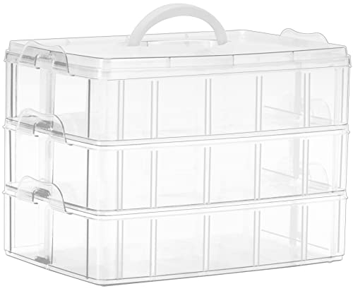 Sooyee 3-stöckige stapelbare Bastel-Organizer und Aufbewahrungsbox mit 30 Fächern, Perlen-Organizer, Kunststoff-Aufbewahrungsbox für Spielzeug, Puppen, Kunst und Handwerk, Bänder, transparent Sooyee 3-stöckige stapelbare Bastel-Organizer und Aufbewahrungsbox mit 30 Fächern, Perlen-Organizer, Kunststoff-Aufbewahrungsbox für Spielzeug, Puppen, Kunst und Handwerk, Bänder, transparent von Sooyee