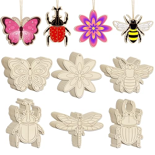 Holzfrühlings-Ornamente zum Bemalen, 6 Stile, blanko, unlackierte Holzblumen-Ausschnitte, Schmetterlings-Ornament zum Basteln, hängende Dekorationen, niedliche Bienen-Blumenform, Heimdekoration Holzfrühlings-Ornamente zum Bemalen, 6 Stile, blanko, unlackierte Holzblumen-Ausschnitte, Schmetterlings-Ornament zum Basteln, hängende Dekorationen, niedliche Bienen-Blumenform, Heimdekoration von Sophena