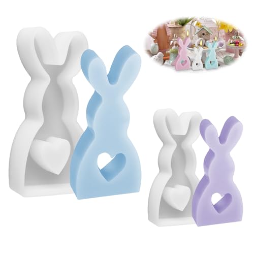 2 Stück Ostern Kaninchen Silikonformen Gießformen, 3D Kaninchen Gießform Ostern, Ostern Kaninchen Kerzen Gießformen, DIY Osterhase Silikonform for Gips, Sojawachs Kerzen, Handwerk von Sophisticate