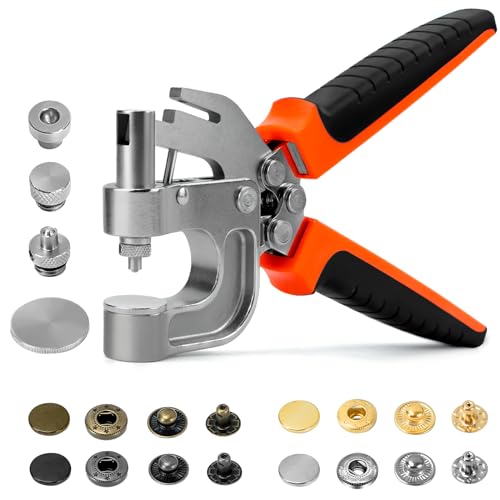 Sopnom Leder-Druckknöpfe, Werkzeug-Set, Druckknopfzange mit 40 Sets, 15 mm Metall-Druckknopfverschluss, 4 Farben, Lederknöpfe für die Reparatur von Kleidung, Jacken, Armbändern, Taschen, Sopnom Leder-Druckknöpfe, Werkzeug-Set, Druckknopfzange mit 40 Sets, 15 mm Metall-Druckknopfverschluss, 4 Farben, Lederknöpfe für die Reparatur von Kleidung, Jacken, Armbändern, Taschen, von Sopnom
