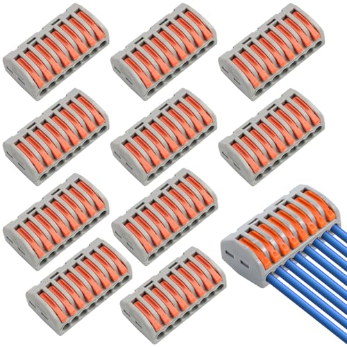 10 Stück Kabelverbinder mit Hebel, 8-Port Lüsterklemmen, Steckbare Elektro Klemmen, 250V 32A, Kabelverbinder LüSterklemmen 8 HäFen Klemmen Elektro Kabelklemmen Elektro, Elektrische Anschlüsse von SopwMap