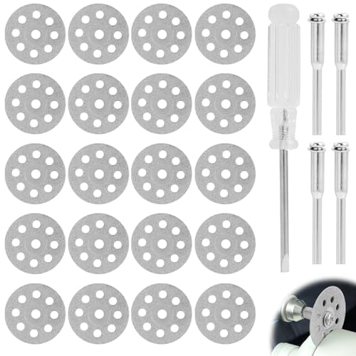 20 Stück Diamant Trennscheiben 22mm mit 4 Stück 3mm Dornen für Dremel und andere Rotationswerkzeuge, Mini Diamantscheibe für Stein, Glas, Fliesen, Jade, Keramik und Marmor ﻿ von SopwMap