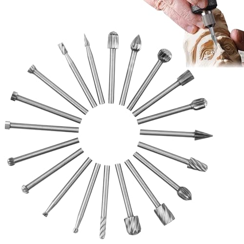 20 Stück Holzschnitzerei Bohrer Set für Rotary Tool, HSS-Drehfräser-Set, HSS Holzschnitzwerkzeug Set, Frässtifte für Holzarbeiten, Schnitzen, Gravieren, Bohren, 3 mm Schaft 20 Stück Holzschnitzerei Bohrer Set für Rotary Tool, HSS-Drehfräser-Set, HSS Holzschnitzwerkzeug Set, Frässtifte für Holzarbeiten, Schnitzen, Gravieren, Bohren, 3 mm Schaft von SopwMap