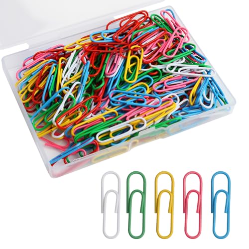 200 Stück farbige papierklammern Set, Colored paper clips, 2.8cm Büroklammern bunt, Büroklammer, Aktenklammern Metall mit Aufbewahrungsbox für Büro Dateien Schule Papiere von SopwMap