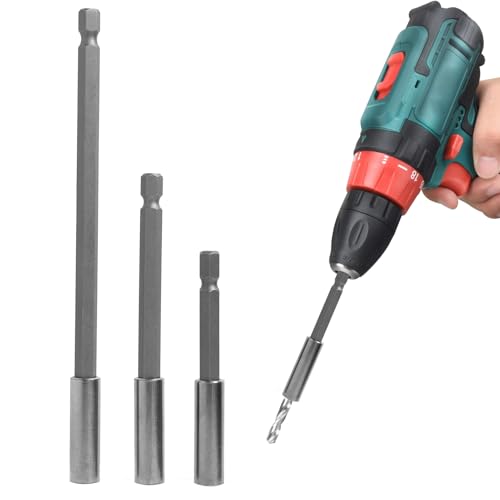3 Stück 6,35MM Hex-Schaft Magnetische Bohrer Verlängerung Halter Set, Bohrmaschine Verlängerungsstange, Verlängerung Magnetische Bohrerhalter, 75mm, 100mm, 150mm, für Heimwerker und Profis von SopwMap