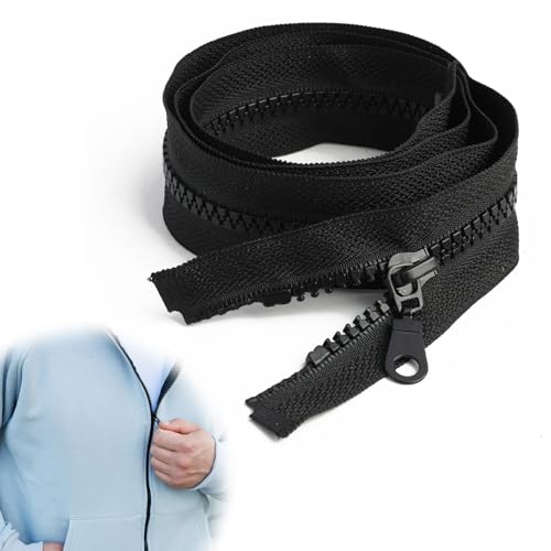 80CM Reißverschluss Schwarz, Kunststoff Reißverschluss Teilbar, Reißverschluss Teilbar für Jacken Kunststoff, Zipper für Jacken, Taschen, Bettwäsche, Kleidung von SopwMap