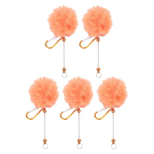Sorandy 5pcs Perlenable Keychains, Niedliche Personalisierte Anhänger -Springhakenzubehör, Plüschkugel- und Metall -Perlen -Barschlüsselkette mit Nylon und Metall für die (ORANGE) von Sorandy