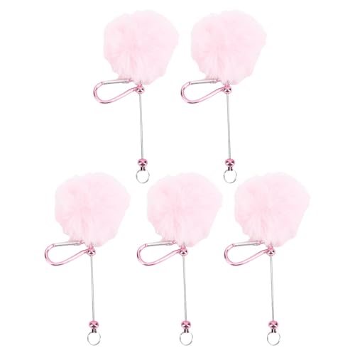 Sorandy 5pcs Perlenable Keychains, Niedliche Personalisierte Anhänger -Springhakenzubehör, Plüschkugel- und Metall -Perlen -Barschlüsselkette mit Nylon und Metall für die (Rosenate) von Sorandy