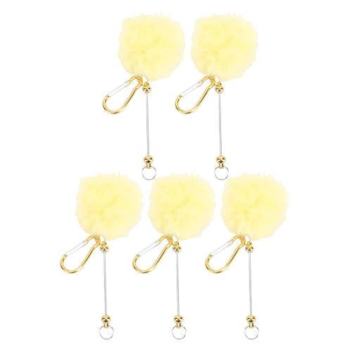 Sorandy 5pcs Perlenable Keychains, Niedliche Personalisierte Anhänger -Springhakenzubehör, Plüschkugel- und Metall -Perlen -Barschlüsselkette mit Nylon und Metall für die (YELLOW) von Sorandy