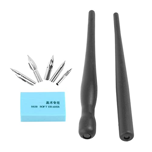 Sorandy Edelstahl -Nib -Stifte, Plastikstifthalter und Radiergummi -Set für Manga -Comic -Zeichnungsmalerei, 5 Nibs für Alle Malbedürfnisse, Glatte Gleitlinien, Ideal für Filigrane von Sorandy