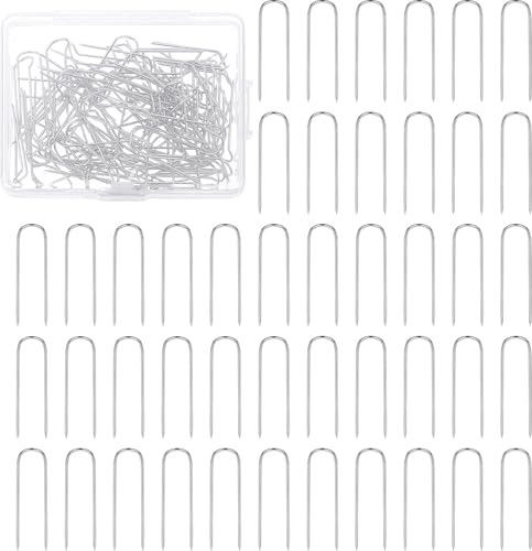 100 Stück Stecknadeln Ohne Kopfuser, Edelstahl U-Form Stecknadel mit Kasten 2,3cm Gabel Krampen Double Blocking Pins für Nähen, Stricken, Häkeln, Handwerk und DIY-Projekte von Sorcristy