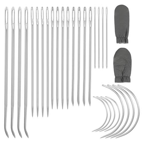 30 Stück Nähnadeln Set Ledernadel Sattlergarn Leder Gebogene Nähnadel Mehrere Stile C Gebogene Nadeln Polsternadeln Handstichwerkzeuge für Rucksäcke Geldbörsen Schuhe Leinwand Teppich Reparatur von Sorcristy