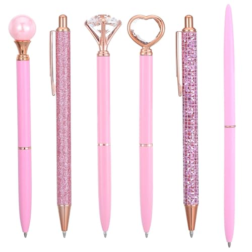 6 Stück Kugelschreiber Rosa, Kristall Diamant Glitzer Metallstift, Schöne-Kugelschreiber Set, Kugelschreiber Schwarze Tinte Für Frauen Mädchen Brautjungfer Hochzeit, Schüler Weihnachten Geburtstag 6 Stück Kugelschreiber Rosa, Kristall Diamant Glitzer Metallstift, Schöne-Kugelschreiber Set, Kugelschreiber Schwarze Tinte Für Frauen Mädchen Brautjungfer Hochzeit, Schüler Weihnachten Geburtstag von Sorcristy